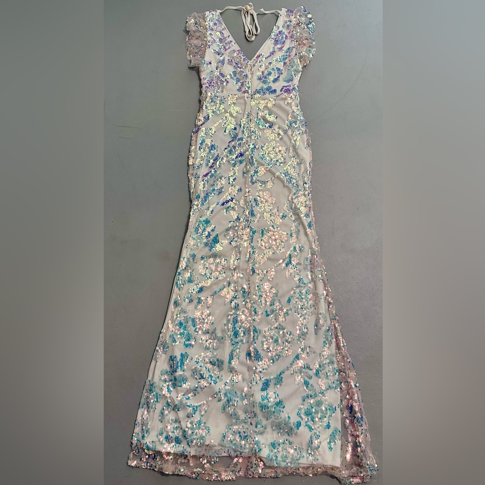 Soieblu Size Small Sequin Glitter Dress long Formal Semi Full w/slit - Picture 7 of 10